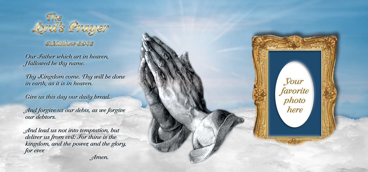 Lords Prayer Clouds Praying Hands Blue